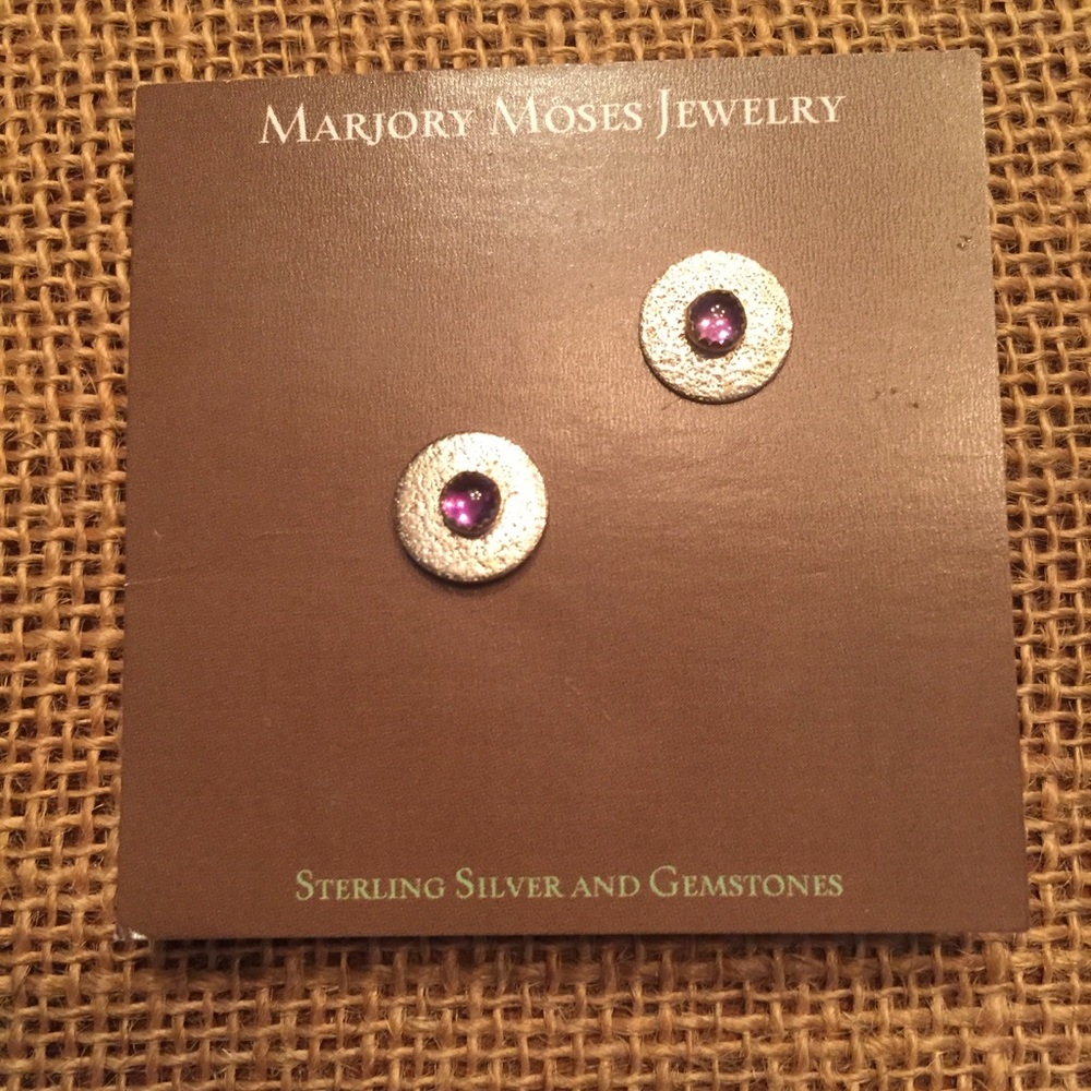 Sterling silver and amethyst stud earrings